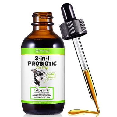 Probióticos para Perros, 3 en 1, Apoyo gastrointestinal para Perros, Salud intestinal, Apoyo inmunológico, Equilibrio de levadura, Alivio del malestar estomacal para Todas Las Razas y Edades, 60 ml