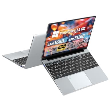 15.6" Ordenador Portatil, 16GB RAM LPDDR4 512GB SSD Windows 11 Portátile, Laptop Celeron N5095 Processor, PC Portatil IPS 1920*1080, Mini-HDMI+USB3.0+BT4.2, Desbloqueo de Huellas Dactilares