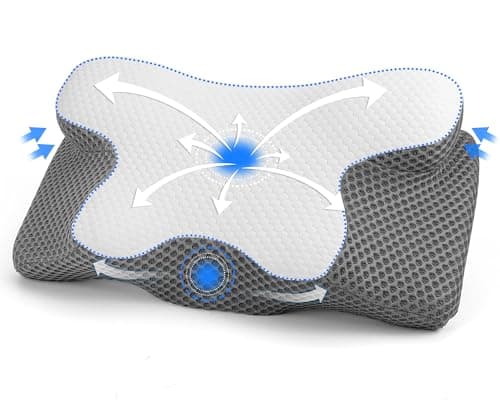 Gaethra Almohada Cervicales y Cuello, 2 in 1 Almohada Antironquidos para Aliviar el Dolor de Cuello y Espalda, Almohada Ortopedica y Ergonomica para Dormir de Lado y Boca Arriba-63 x 12/9 x 34 cm