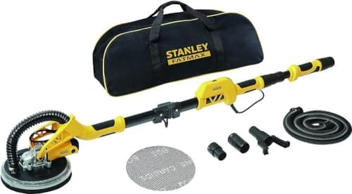 STANLEY FATMAX Lijadora Eléctrica para Panel de Yeso, con Cable, Potencia de 750 W, Diámetro de Disco 225 mm, Velocidad 1700 rpm, Anillo de Luz LED, Extensible hasta 1.8 mts, SFMEE500S-QS