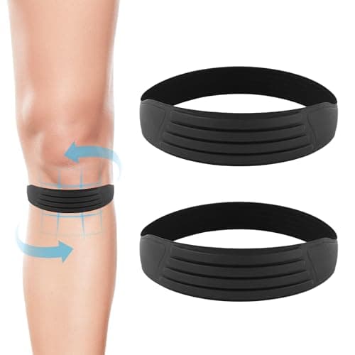 NQEUEPN 2uds Correa de Soporte para Tendón Rotuliano, Correa Silicona para Rodilla Banda Flexible para Rodilla Reduce Dolor Rodillera Suave para Saltador Correr Deportes Baloncesto (Negro)