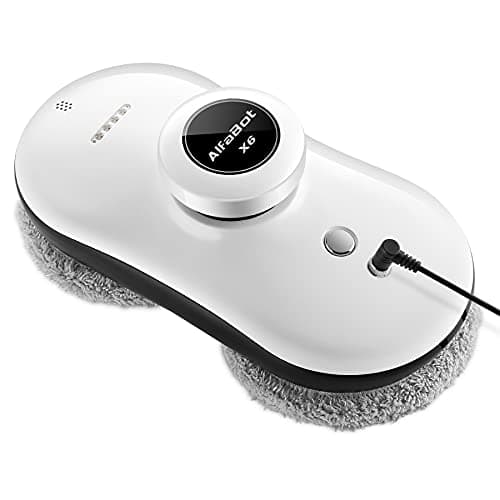 AlfaBot X6 Robot Limpiacristales, Robot de Limpieza de Ventanas con Control Remoto, Navegación Inteligente con 3 Modos Automáticos (Blanco-1)