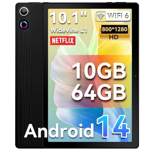 HotLight Tablet 10 Pulgadas, Android 14 Tablet con Reconocimiento Facial, Spiritual Aura, Octa-Core Touch Tablet y USB OTG, WideVine L1, WiFi6, BT 5.3, 10GB+64GB(TF 1TB), 5000mAh(Negro)