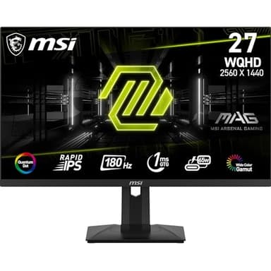 MSI mag 274QRF QD E2 - Monitor Gaming de 27" (69 cm) WQHD (2560x1440) Rapid IPS, QD, 180hz, DisplayHDR 400, 16:9, FreeSync Premium, USB Type-C, Casual, DisplayPort 1.2a y HDMI 2.0b