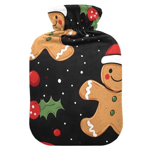 Bonitas bolsas de agua caliente negras con tapa suave para cuello, hombros y calambres menstruales, tamaño mediano