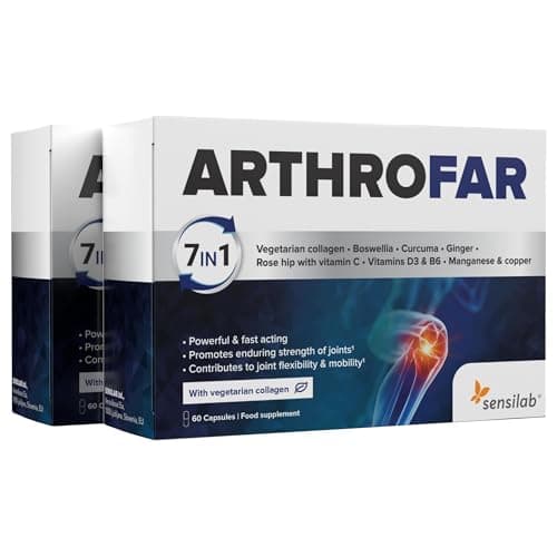 Articulaciones | Colageno, Magnesio, Vitamina C, Elastina, Acido Hialuronico | Huesos Tendones Musculos | 120 Cápsulas | ArthroFar Sensilab
