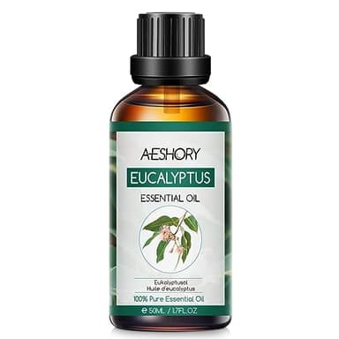 AESHORY Aceite Esencial de Eucalipto 50ml, Grado Terapéutico, 100% Naturales Puros Aceites Esenciales de Aromaterapia para Humidificador Difusores, Masaje, Baño, Cuidado del Cabello y la Piel