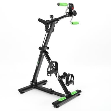 ECODE® Pedales Estaticos Personas Mayores de Brazos y Piernas con Bandas Elasticas y Antideslizamiento - Pedaleador para Ancianos con Pantalla LCD y Triple Regulacion - Pedalera Estatica Sentado
