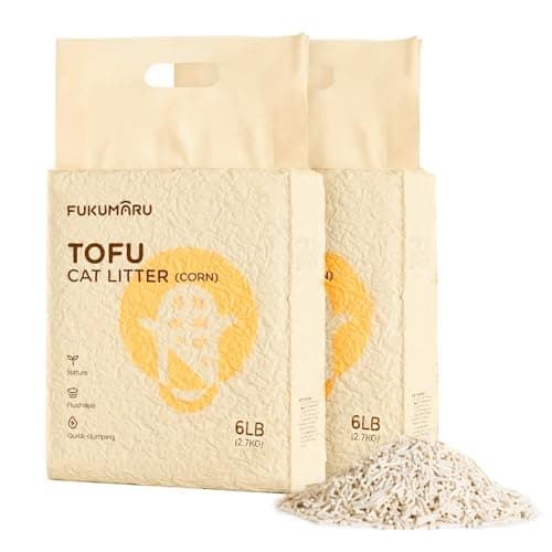 FUKUMARU Arena de Tofu para Gatos 5.4kg - Arena aglomerante para Gatos, Mezcla de pellets de maíz, Libre de Polvo y fácil de aglomerar, Control de olores, se Puede desechar en el Inodoro