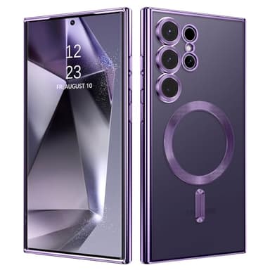 DUEDUE Funda Magnética para Samsung Galaxy S24 Ultra 6.8"[Compatibile con Mag-Safe] Carcasa Samsung S24 Ultra Cover Ultradelgada Carga Inalámbrica Protección Grado Militar Anti-Arañazos, Morado Oscuro