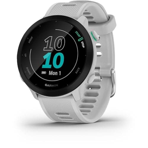 Garmin Forerunner 55 - Reloj inteligente para running con GPS, planes de entrenamiento, notificaciones y seguimiento del bienestar, Blanco