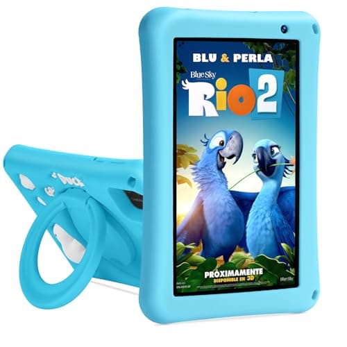 Tablet niños 7 pulgadas, Tablet Android 13, Octa-Core, 8GB+64GB(mpliable 256 GB), Batería 5800mAh, Cámaras 5MP + 8MP, Pantalla HD, Control parental, Funda protectora de silicona para niños(Azul)