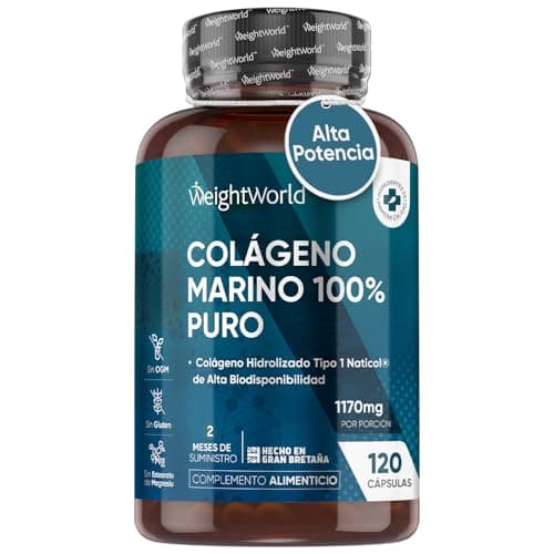 Colágeno Marino Hidrolizado 100% Puro 1170mg, 120 Cápsulas (Suministro para 2 Meses) - Tipo 1 de Naticol, 100% Péptidos de Colágeno Marino Puro de Peces Salvajes, Sin Gluten ni OGM