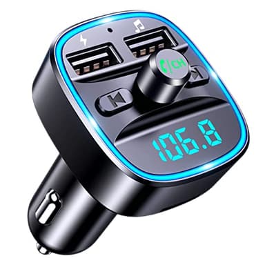 Mohard Transmisor FM Bluetooth Coche, Manos Libres Adaptador Bluetooth Radio Coche, Inalámbrico Reproductor MP3 Mechero Coche, Puertos USB Duales (5V/2.4A & 1A), Soporte Unidad Flash USB y Tarjeta TF