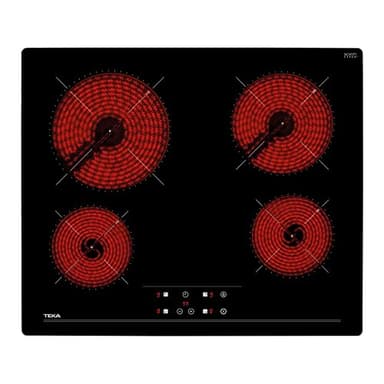Teka TZ 6415 - Vitrocerámica 4 Fuegos 60cm, Tecnología Touch Control, con Cronómetro, Vitrocerámica Teka Color Negro