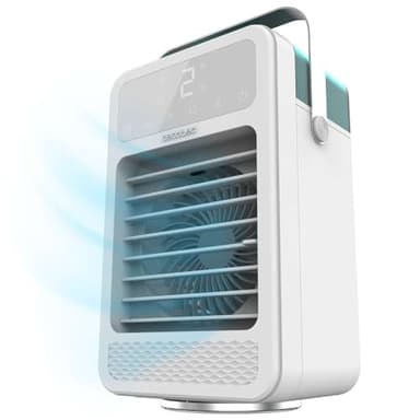 Cecotec Climatizador de Sobremesa EnergySilence 500 DeskChill Rotate. 8W, Depósito 600 ml, Control táctil, Oscilación, 4 Velocidades, Luz LED con 7 Colores y Temporizador 6h