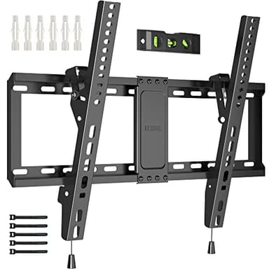 BONTEC Soporte TV Pared Inclinable para Pantallas de 37-82 Pulgadas Plana & Curva LED LCD, Soporte para TV Capacidad hasta 60 kg, Máx VESA 600x400 mm, con Nivel de Burbuja y Brida para Cables