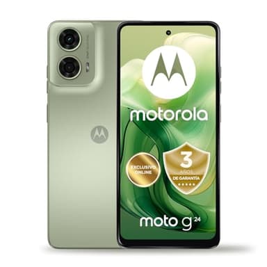 Motorola Moto G24, 8GB(4+4GB RAM Boost)/128GB, España, Pantalla HD+6,56", Cámara Dual 50 MP + 2MP, Dolby Atmos, Android 14, 5000 mAh con Carga TurboPower 15W (Incluido),Dual SIM,Incluye Funda,Verde