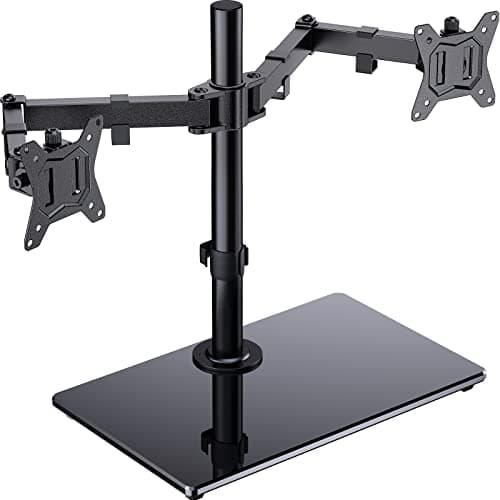 ErGear Dual Soporte para Monitor para Pantallas de 13”- 32” con Base Ancha Construcción Sólida Dual Brazo Monitor Movimiento Suave Inclinación ± 45 ° Giratorio 180 ° Rotación 360 ° Peso Máx. 8 kg