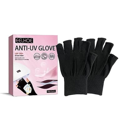 Guantes anti UV para uñas, Guantes de Protección UV de Manicures de Gel, Guantes Antirrayos UV Elásticos Sin Dedos para Proteger Las manos de La Piel de La Luz UV Hogar y Exterior (Negro)