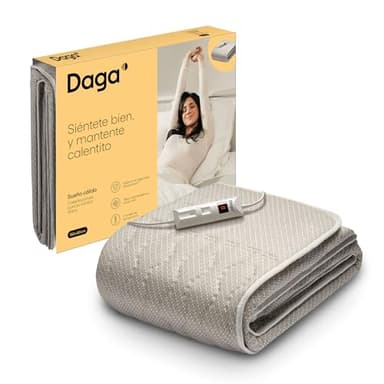 DAGA Calientacamas Individual, Sueño Cálido en tejido hipoalergénico acolchado, sistema de seguridad, 2 Niveles de Temperatura, Ahorro de consumo energético, Certificado OEKO-TEX,150x80 cm