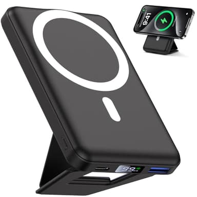 Bateria Externa iPhone,YAGOPAL Batería Externa Inalámbrica Magnética Plegable de 10000mAh,con Pantalla Digital de energía led magsafe Power Bank,para iPhone 16/12/13/14/15 Serie