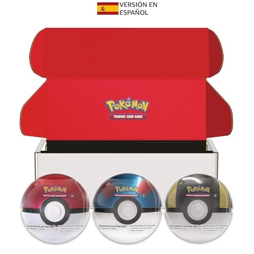 JCC Pokémon: Lote de latas Poké Ball, versión 2024: Poké Ball, Super Ball y Ultra Ball (9 Paquetes de Mejora de JCC Pokémon y 7 Hojas con Pegatinas)