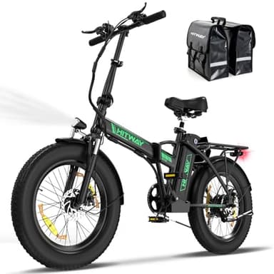 HITWAY Bicicleta Eléctrica para Adulto, 20"×3,0/4,0 Fat Bike, Bici Electrica Plegable con 36V 12Ah/48V 15Ah Batería Extraíble, Alcance de 90KM/100KM, 7 Velocidades Ebike Urbana con Asistencia de Pedal
