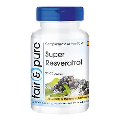 Fair & Pure® - Super Resveratrol 100mg - Trans resveratrol + OPC + Quercetina + Rutina - Vegano - Alta pureza - 90 Cápsulas