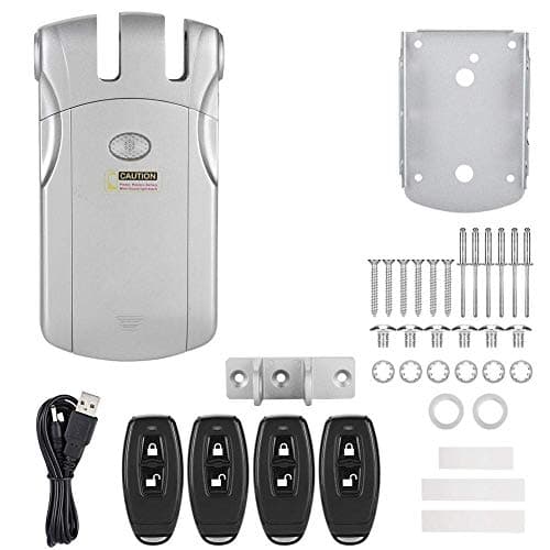 MAGT Cerradura Electrónica de Seguridad, Invisible, Sin Llave, Control Remoto y Aplicación, Plata
