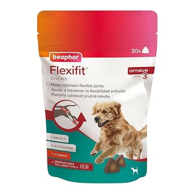 Beaphar Flexifit Chews-para Perros con Dolor Articular-Artrosis - Suplemento con Colágeno Tipo II, Glucosamina, Omega 3 y Vitamina E Que ayudan a Aliviar el Dolor y Fortalecer Las articulaciones-175g
