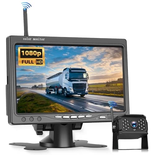 VECHTEL Camara Marcha Atras Inalámbrica 7 Pulgadas IPS HD Monitor Kit, Cámara Trasera mit BSD Impermeabilidad IP68 Visión Nocturna Súper Gran Angular para 12V-36V Camión Camper RV Furgonetas