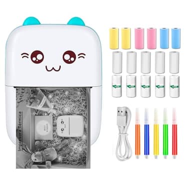 rayoner Mini Impresora Termica Portatil, Mini Impresora De Fotos para Movil con 16 Rollos De Papel, Mini Impresora Portatil Inalambrica Compatible con iOS Y Android, Mini Impresora Pequeña Portatil