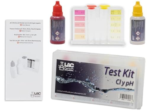 Medidor Cloro y PH Piscinas KIT ANÁLISIS CLORO, PH y BROMO (gotas) - Calidad certificada Laboratorios LAC