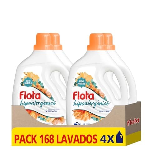 FLOTA | Detergente Líquido Hipoalergénico para Lavadora | Ropa Blanca y Color | Fragancia Hipoalergénica | Pack de 4 x 42 = 168 Lavados