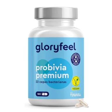Premium Probióticos y Prebióticos Intestinales - Marca HOWARU® Máxima Calidad - 180 Cápsulas con revestimiento entérico - 22 Cepas (Lactobacillus, Bifidobacterium), 10 mil millones de UFC