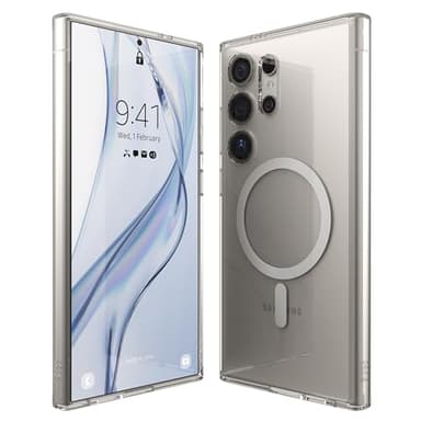elago Funda Magnética Híbrida Transparente Compatible con Samsung Galaxy S24 Ultra, Compatible con MagSafe, PC+TPU, Recortes Precisos Cámara, Fuerte Magnetismo (Transparente)