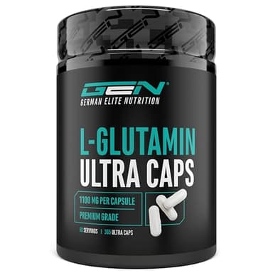 L-Glutamine Ultra Caps - 365 cápsulas con 1100 mg por cápsula - L-Glutamina pura y ultrafina - Dosis extra alta - Aminoácido premium
