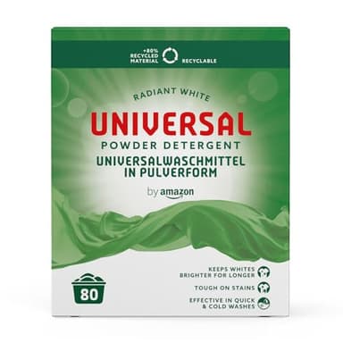 by Amazon - Detergente en polvo universal, 4,8 kg, 80 lavados