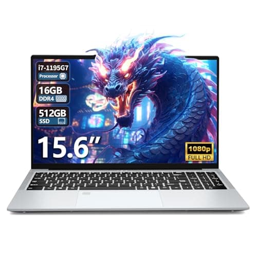 Zonatrix 15.6" Ordenador Portátil Core i7-1195G7, Win11 PC Portátil 16GB RAM 512GB SSD, Gaming Portátil Desbloqueo de Huellas Dactilares, Laptop IPS Pantall, Iris Xe Graphics GPU, Type C/RJ45