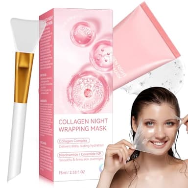 Mascarilla de colágeno, mascarilla facial de colágeno para envolver durante la noche, collagen night wrapping mask, mascarilla de noche de colágeno