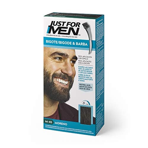 Just For Men Tinte Para Bigote Y Barba, Elimina Las Canas Para Una Apariencia Más Espesa Y Completa, Con Pincel Aplicador Incluido, Color Moreno, M45