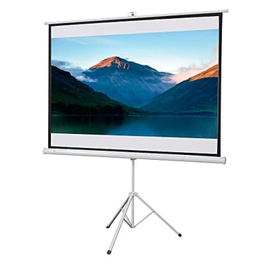 HomCom Pantalla para Proyección Motorizada Plegable 84" Formato 4:3 con Soporte Trípode Altura Ajustable Cine en Casa Presentaciones