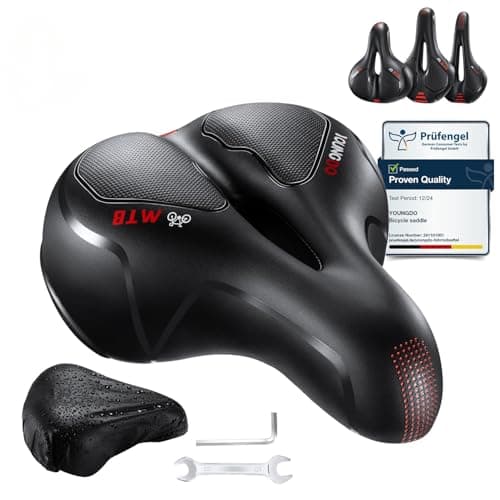 YOUNGDO Sillín de Bicicleta Gel, Ergonómico para Hombre Mujer, Asiento Antiprostatico Cómodo y Transpirable para BMX,Bicicleta de Carretera,Bicicleta de Montaña