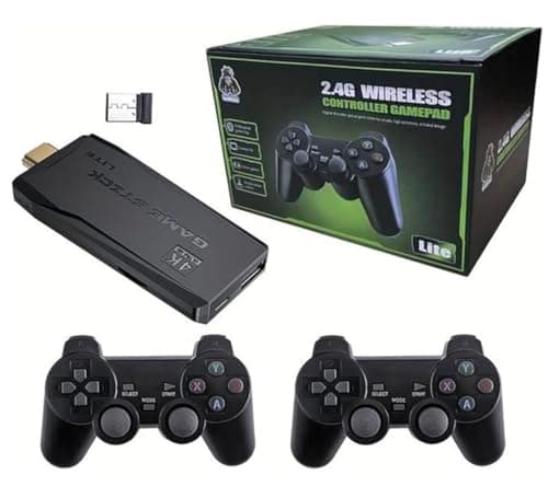 Consola de juegos retro. Mini consola retro con salida HDMI 4K, y tarjeta SD 64GB. Dos mandos inalámbricos de 2,4GhZ y más de 40000 juegos incorporados. Game stick. Consola de juegos portátil