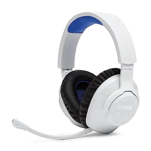 JBL Quantum 360P Auriculares inalámbricos con bluetooth para Playstation, micrófono desmontable, cancelación activa del ruido, QuantumSOUND Signature, 22 horas de batería, blanco