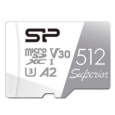 Silicon Power 512GB Superior Micro SDXC UHS-I (U3), V30 4K A2, Compatible with GoPro Hero 9 High Speed MicroSD Card with Adapter