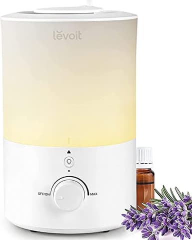 LEVOIT Top-Fill Humidificador Ultrasónico 3L de Aromas, Silencioso 28dB, Apto para Lavavajillas, Sueño con la Luz Nocturna, Apagado Automático, BPA FREE para Bebés y Plantas, Hogar, Color Blanco
