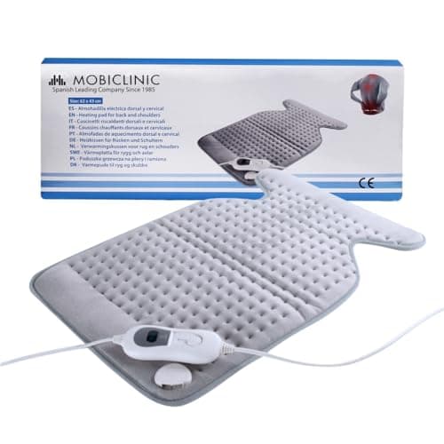 Mobiclinic, Almohadilla eléctrica, Dorsal y cervical, 62x43, Muy bajo consumo, 100w, Térmica, 3 niveles de calor, Apagado automático, Lavable, Para espalda, Esterilla
