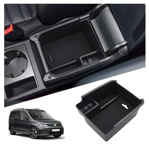 Ruiya Compatible con VW Caddy 2020-2024 2025 Consola Central Caja de Almacenamiento, Caja Reposabrazos VW Caddy Organizador Central Reposabrazos Bandeja VW Caddy Accesorios